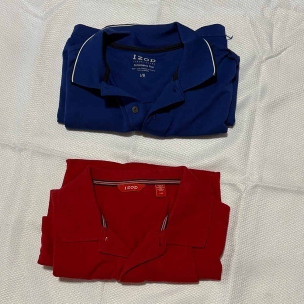 Set of 2 Izod Polo Shirts in Blue and Red